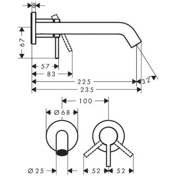 Смеситель Hansgrohe Tecturis S для раковины, настенный, цвет: хром 73351000