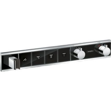 Термостат для душа Hansgrohe (Хансгрое) RainSelect скрытого монтажа на 4 потребителя 15357600, внешняя часть, черный/хром
