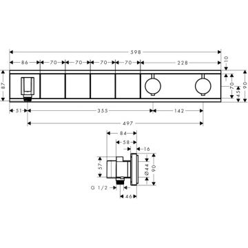 Термостат для душа Hansgrohe (Хансгрое) RainSelect скрытого монтажа на 4 потребителя 15357600, внешняя часть, черный/хром