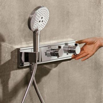 Термостат для душа Hansgrohe (Хансгрое) RainSelect скрытого монтажа на 2 потребителя 15355400, внешняя часть, белый/хром