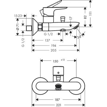 Смеситель для ванны Hansgrohe Talis E 71740340, шлифованный черный хром