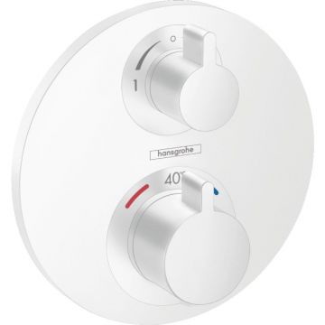 Термостат для душа Hansgrohe Ecostat S скрытого монтажа на 2 потребителя 15758700, внешняя часть, матовый белый