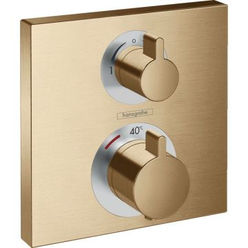 Термостат для душа Hansgrohe Ecostat Square скрытого монтажа на 2 потребителя 15714140, внешняя часть, шлифованная бронза