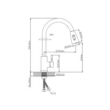 Смеситель для кухни Potato (Потато) P0046SQH, серый графит