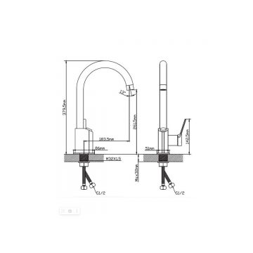 Смеситель для кухни Potato (Потато) P44292BL под фильтр, черный матовый