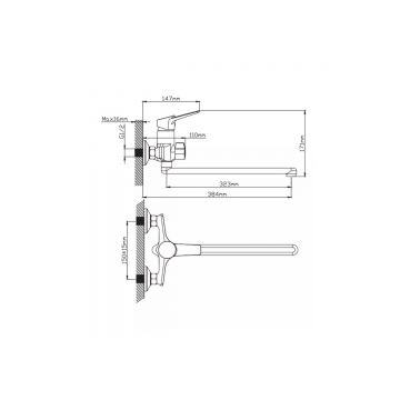 Смеситель для ванны Potato (Потато) P22155QH, графит