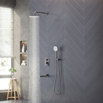 Душевой комплект Berges (Бергес) Nardis 3R, поворотный излив, оружейная сталь 071009