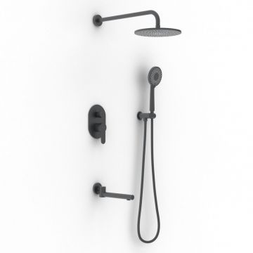 Душевой комплект Berges (Бергес) Nardis 3R, поворотный излив, черный матовый 071014