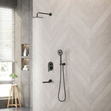 Душевой комплект Berges (Бергес) Nardis 3R, поворотный излив, черный матовый 071014