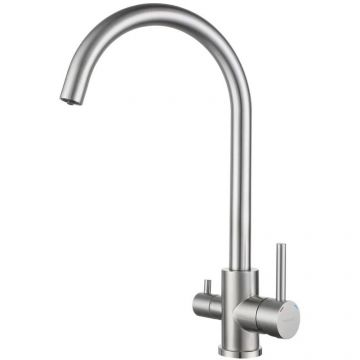 Смеситель для кухни GranFest (Гранфест) QUARZ U-обр. с краном питьевой воды D-35мм Z-5420 нержавейка