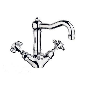 Смеситель Nicolazzi (Николации) Half Dome для раковины с двумя ручками, на 1 отверстие, с донным клапаном, излив 165 мм, цвет: хром 1432CR70