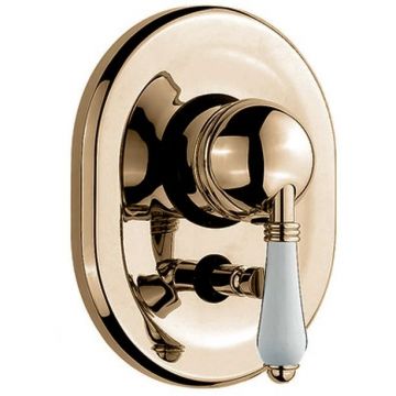 Смеситель Nicolazzi (Николации) Petit Mont Blanc для душа, встраиваемый, с переключением, 2 источника, ручки белая керамика, цвет: бронза 3460BZ76