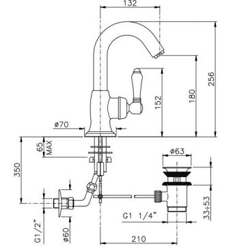 Смеситель Nicolazzi (Николации) Petit Mont Blanc для раковины однорычажный, с донным клапаном, ручки белая керамика, цвет: хром 3454CR76C