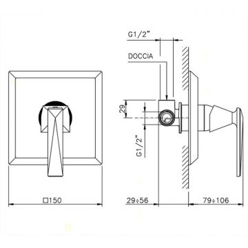 Смеситель Nicolazzi (Николации) Vincent для душа на 1 отверстие, встраиваемый, цвет: хром 3006CR35
