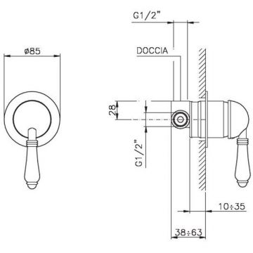 Встраиваемый смеситель Nicolazzi (Николации) El Capitan для душа, 1 источник, цвет: rаw brаss 3406MOG76