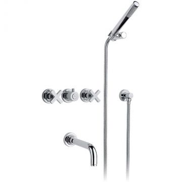 Встраиваемый смеситель Nicolazzi (Николации) Monte Croce для ванны с двумя ручками с переключателем ванна/душ, + комплект руч. душа, цвет: хром 2203CR27