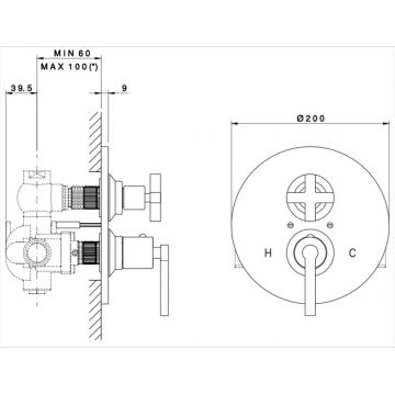 Встраиваемый смеситель Nicolazzi (Николации) для ванны Termostatico, 3/4″ с запорным вентилем, цвет: хром 4909CR27