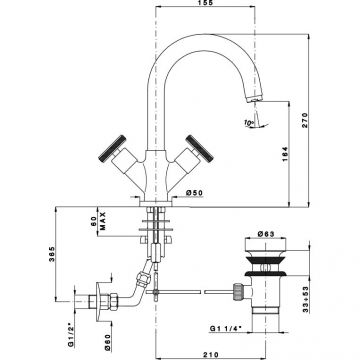 Смеситель Nicolazzi (Николации) Arena для раковины с поворотным изливом на 1 отверствие, цвет: хром 3336CR44