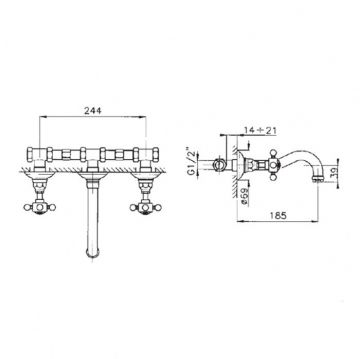 Смеситель Nicolazzi (Николации) Dames Anglaises для раковины, настенный, цвет: Вrоnzе Рlаtеd 1477BZ18