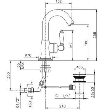 Смеситель Nicolazzi (Николации) El Capitan для раковины однорычажный, с донным клапаном, цвет: Вrоnzе Рlаtеd 3454BZ75C