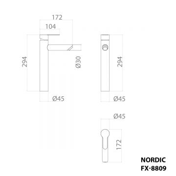 Смеситель для раковины Fixsen (Фиксен) Nordic FX-8809F, графит