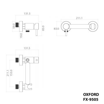 Смеситель для биде Fixsen (Фиксен) Oxford FX-9505F с гигиеническим душем, графит