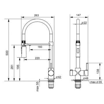 Смеситель для кухни Ulgran (Улгран) 026 черный матовый под фильтр