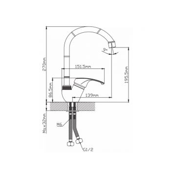 Смеситель для кухни Эверест (Everest) B57-033 белый,хром