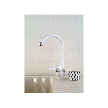 Смеситель для кухни Эверест (Everest) B57-033 белый,хром