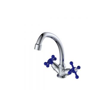 Смеситель для кухни Эверест (Everest) B49-353 хром,синий