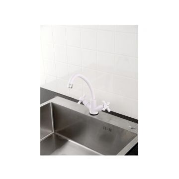 Смеситель для кухни Эверест (Everest) B49-3597 белый,хром