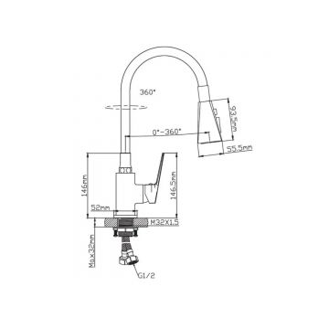 Смеситель для кухни Diadonna (Диадона) D170-41 хром,черный