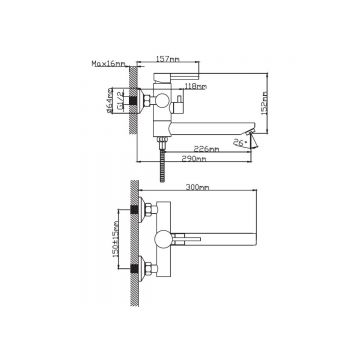 Смеситель для ванны Diadonna (Диадона) D234-22S сатин