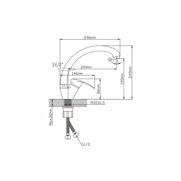 Смеситель для кухни Diadonna (Диадона) B59-21219 брезентово-серый