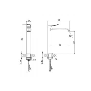 Смеситель для раковины высокий без донного клапана Azario (Азарио) Ability AZ-VQR168R31PA черный