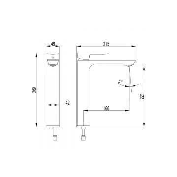 Смеситель для раковины высокий без донного клапана Azario (Азарио) Asher AZ-VNN168R11C хром