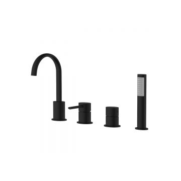 Каскадный смеситель для ванны на 4 отверстия Azario (Азарио) Delicate AZ-QA28173PA-0307APA черный