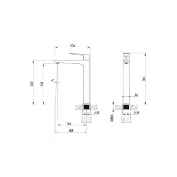 Смеситель для раковины высокий без донного клапана Azario (Азарио) Eddie AZ-VBH168U07C хром