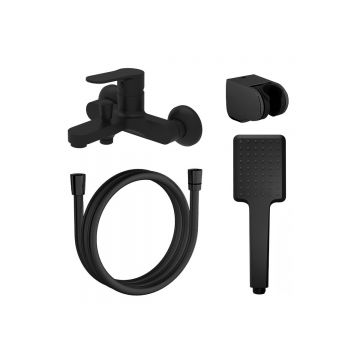 Смеситель для ванны и душа с полным душевым набором Azario (Азарио) Elvis AZ-WWK238155PA черный