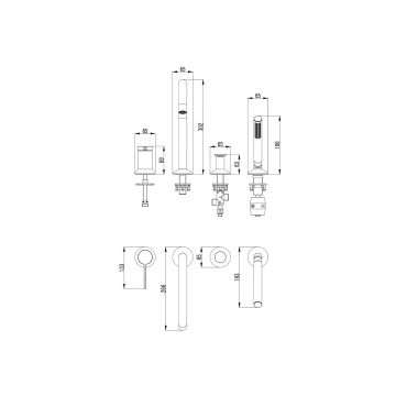 Каскадный смеситель для ванны на 4 отверстия Azario (Азарио) Flame AZ-VPC258320PA черный
