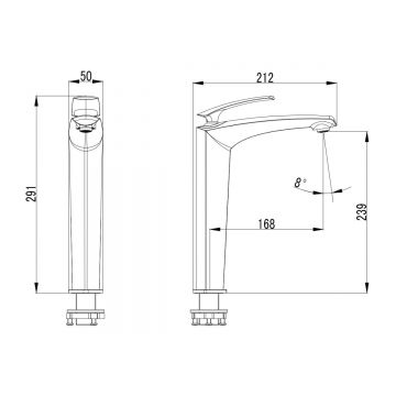 Смеситель для раковины высокий без донного клапана Azario (Азарио) Reuleaux AZ-VMF168U96C хром