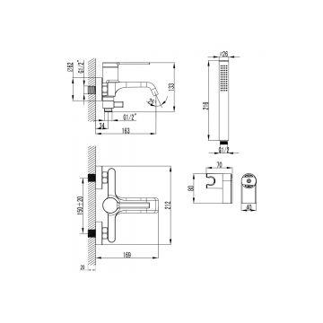 Смеситель для ванны и душа с полным душевым набором Azario (Азарио) Vincente AZ-VRZ238326C хром
