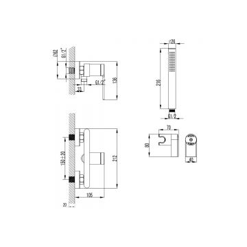Смеситель для душа с полным душевым набором Azario (Азарио) Vincente AZ-VRZ338326AJ графит