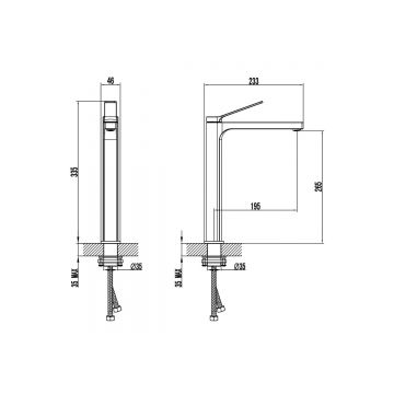 Смеситель высокий для раковины без донного клапана Azario (Азарио) Vise AZ-VQQ168R30PA черный