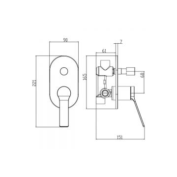 Смеситель для ванны и душа скрытого монтажа с полным душевым набором Azario (Азарио) Vise AZ-VSA248330C+82KC хром