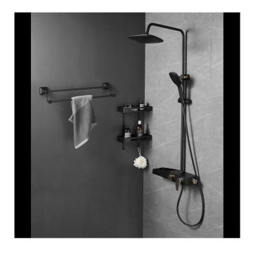 Душевая система с поворотным изливом Azario (Азарио) AZ-801-2 черный/золото