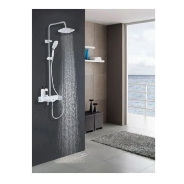 Душевая система с поворотным изливом Azario (Азарио) AZ-821 с термостатом хром/белый