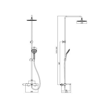 Душевая система с термостатом Azario Galaxy AZ-67B47EV1(PA)-1DC1J19A-ZH3394A-HB1153PA черный