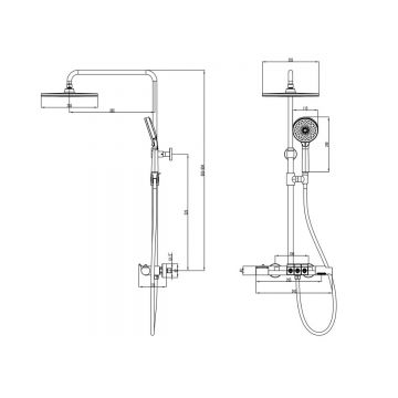 Душевая система с термостатом Azario Piano AZ-678U87ZA8(PA)-1DA1K17A-JR3A50APA черный