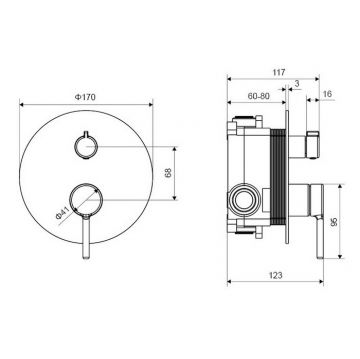 Смеситель для душа скрытого монтажа Excellent (Экселент) Pi AREX.1245GL золото